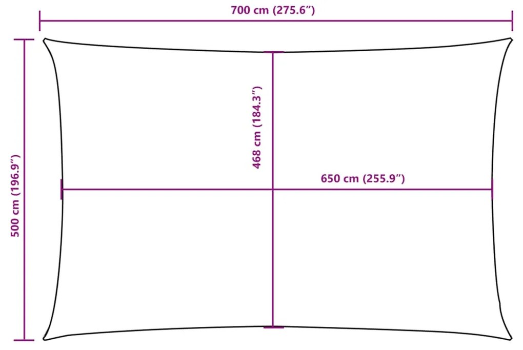 Para-sol estilo vela tecido oxford retangular 5x7 m azul
