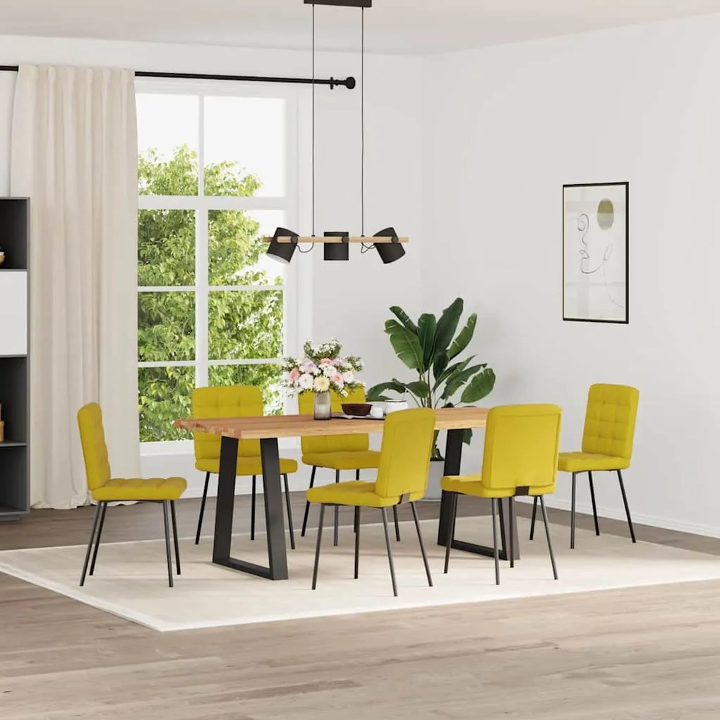 Cadeiras de jantar 6 pcs veludo amarelo