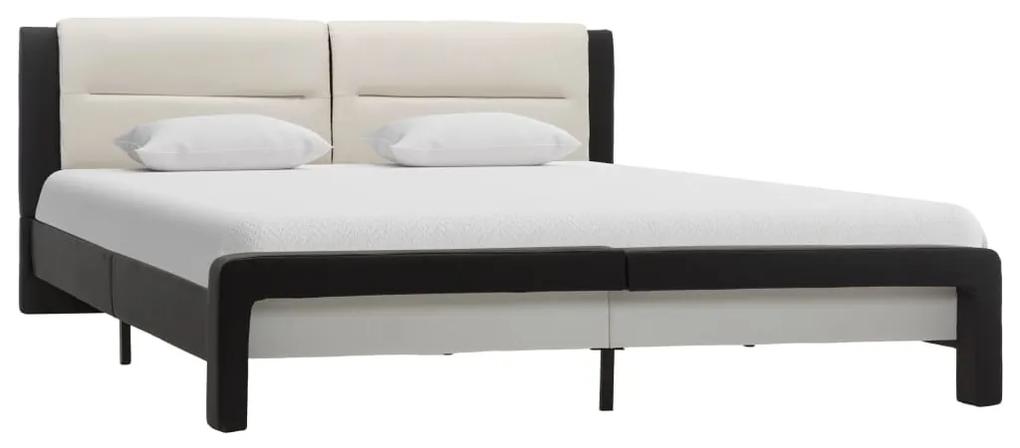 286723 vidaXL Estrutura de cama 120x200 cm couro artificial preto e branco
