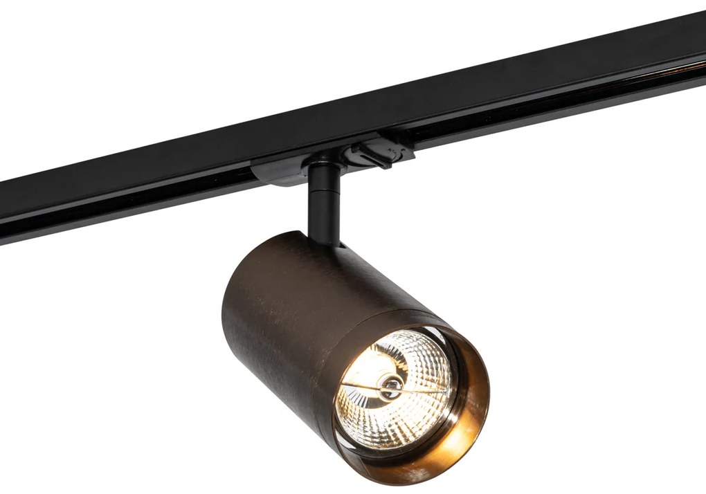 Foco moderno bronze escuro para sistema de iluminação ferroviário monofásico 70mm - Iconic Jeana Luxe