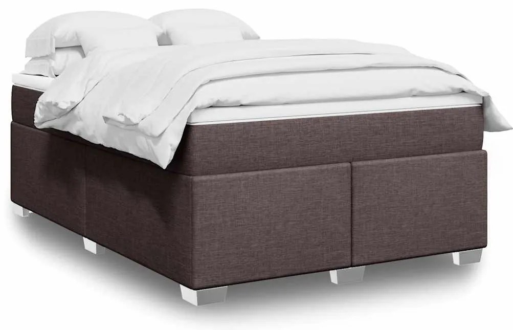 vidaXL Cama com molas/colchão 140x190 cm tecido castanho-escuro