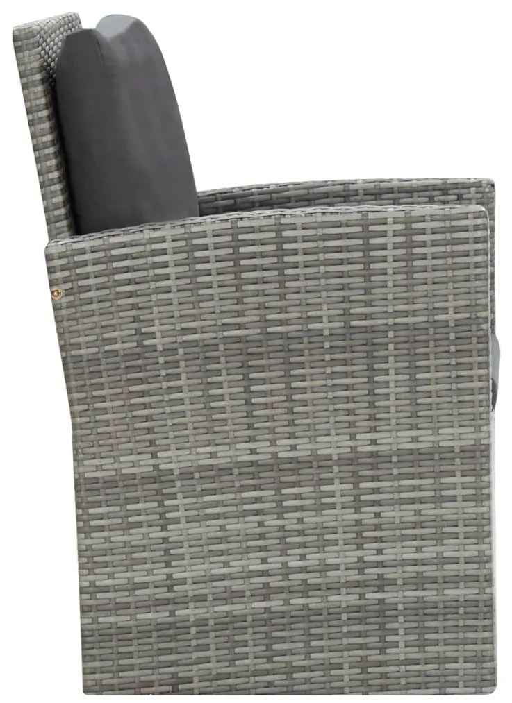 5 pcs conjunto jantar exterior c/ almofadões vime PE cinzento