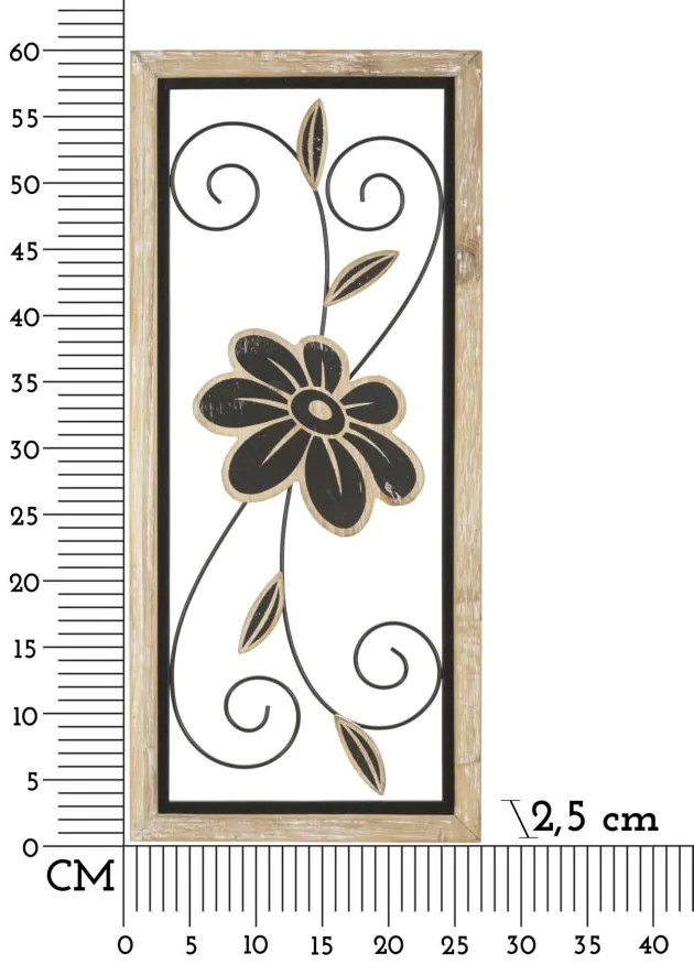 PAINEL DE PAREDE DE FERRO/MADEIRA KOMAN 26X2,5X60 CM CASTANHO E PRETO