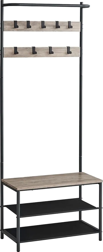 Bengaleiro entrada com 9 ganchos 32,2 x 64 x 180 greige-preto