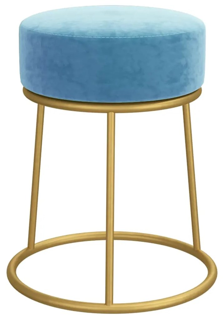 Banqueta redonda veludo azul-claro