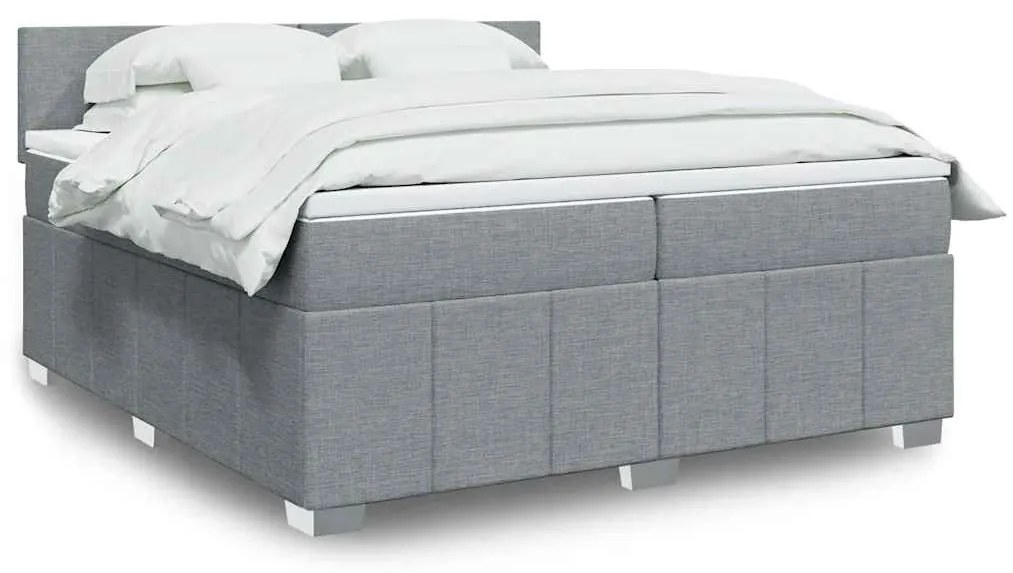 vidaXL Cama com molas/colchão 200x200 cm tecido cinza-claro
