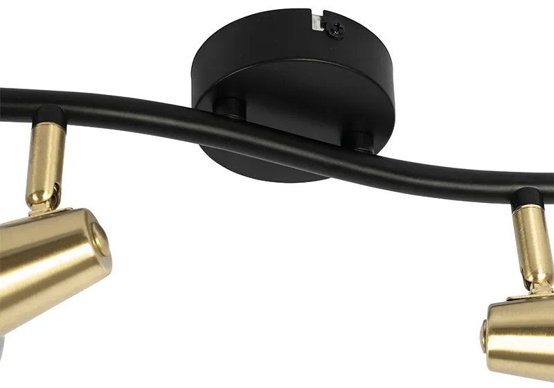 Plafon preto com latão e vidro fumê 2-luzes - VIDRO Art Deco