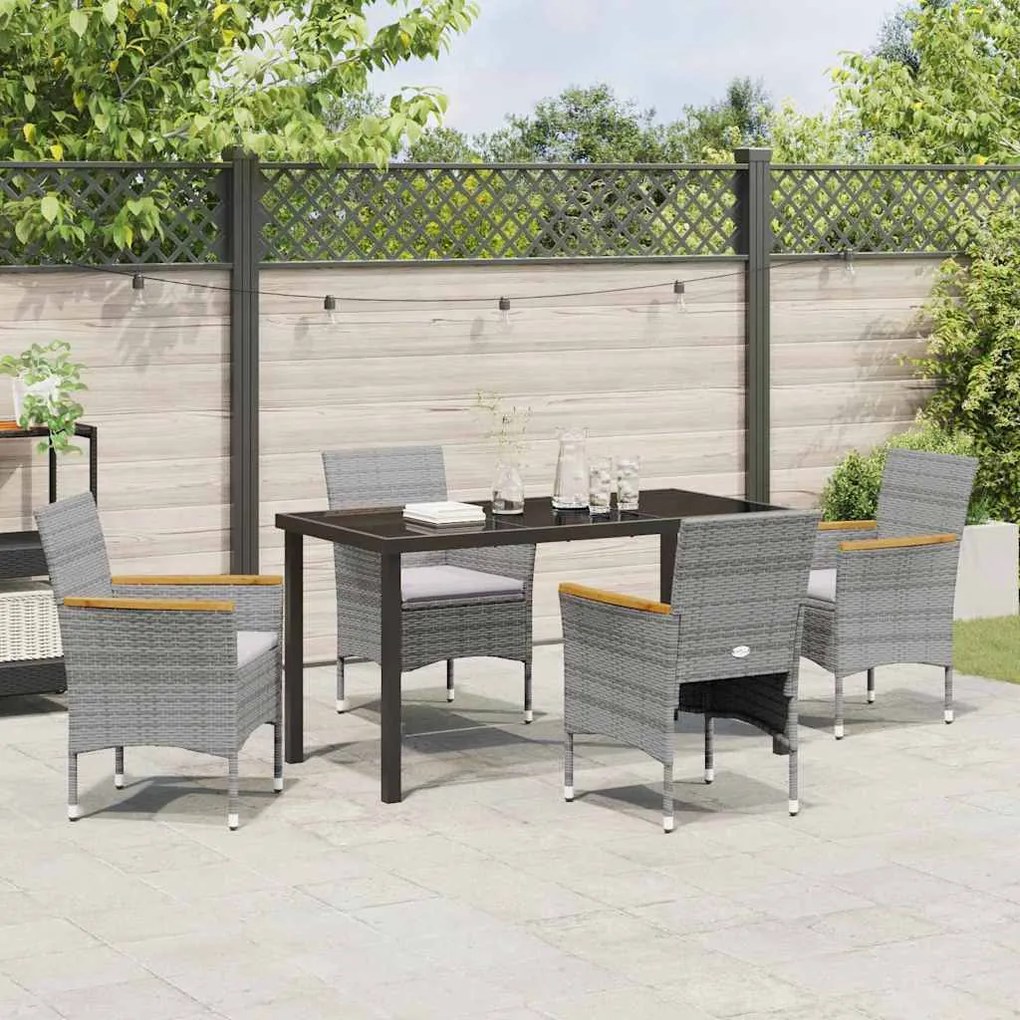 Conjunto de 5 Peças de Jantar para Jardim - Rattan Sintético Cinza