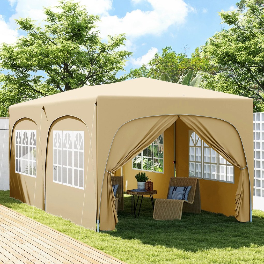 Tenda Dobrável tenda 3x6 m com Painéis Laterais UPF50+ Tenda de Jardim