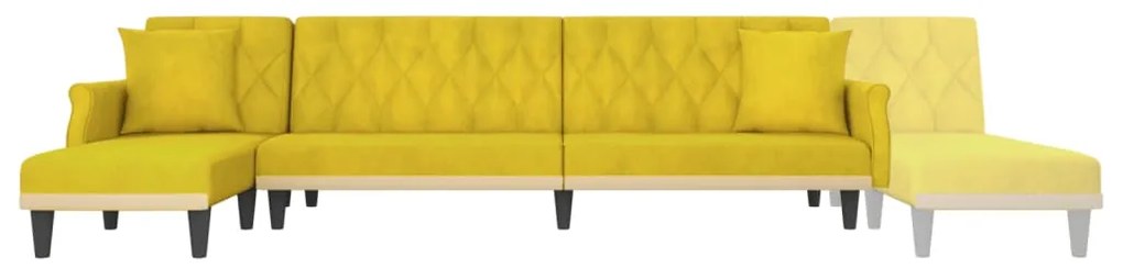 Sofá-cama em forma de L 271x140x70 cm veludo amarelo
