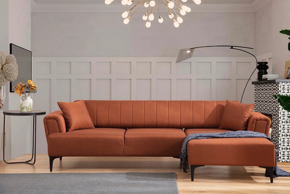 ****  
Sofá-Cama de Canto Hamlet – Vermelho Telha – 270x140 cm

**