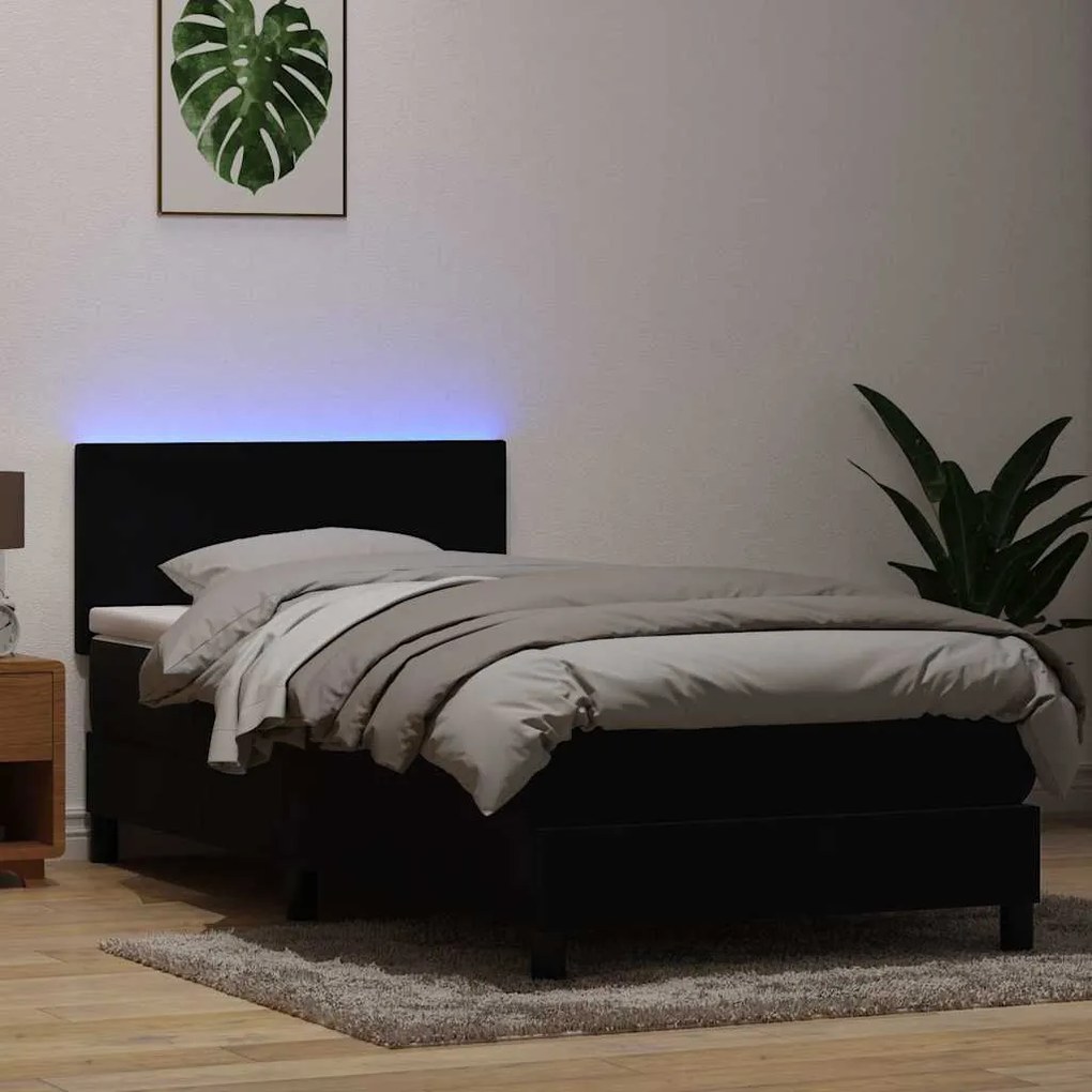 Cama com molas/colchão 80x220 cm veludo preto