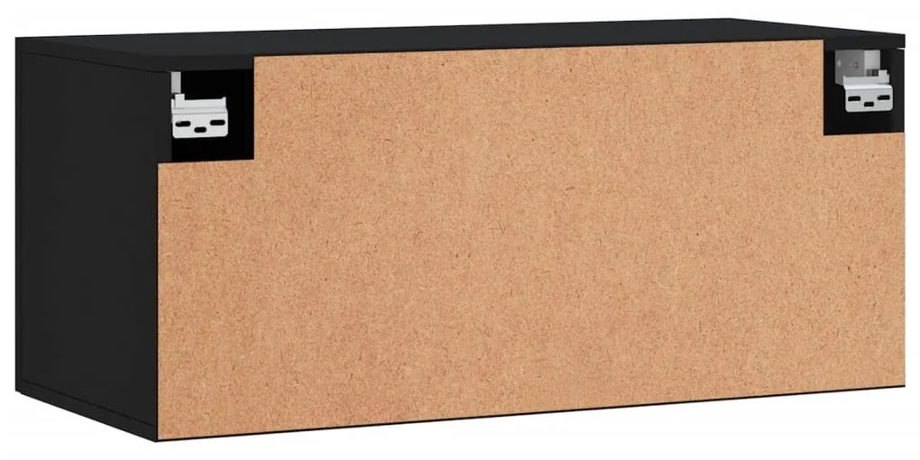 Armário de parede 80x36,5x35 cm derivados de madeira preto