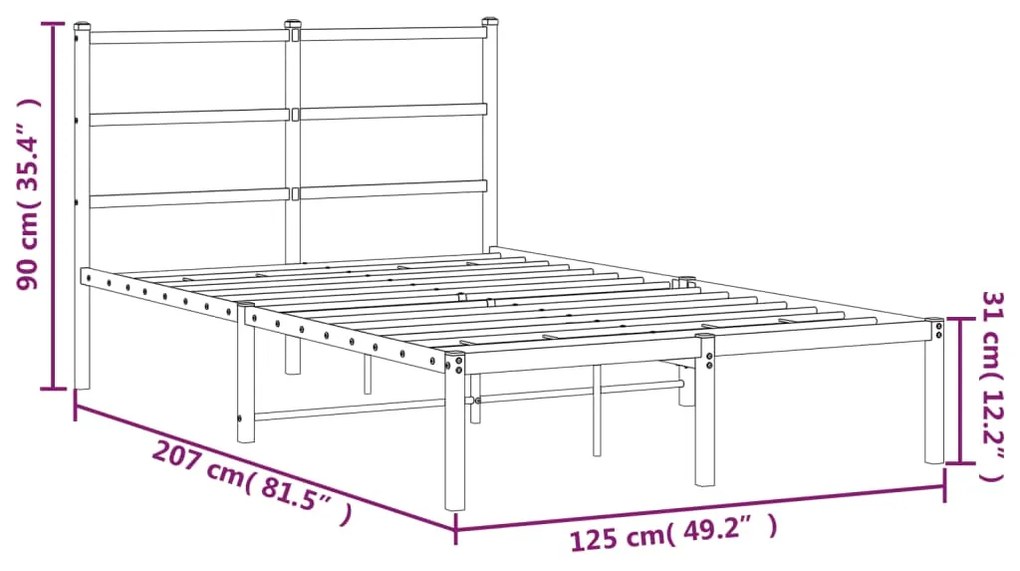 Estrutura de cama com cabeceira 120x200 cm metal branco