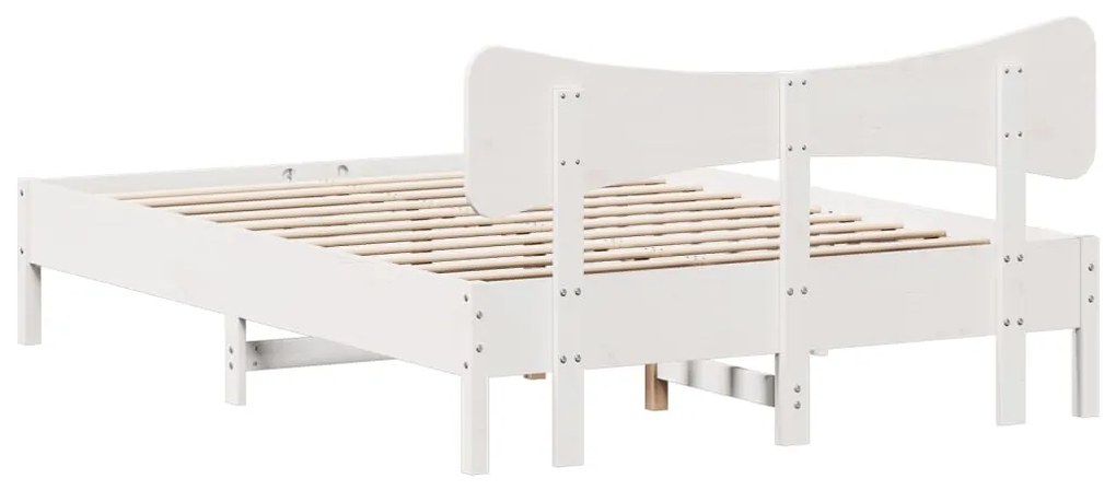 Cama sem colchão 120x190 cm madeira de pinho maciça branco