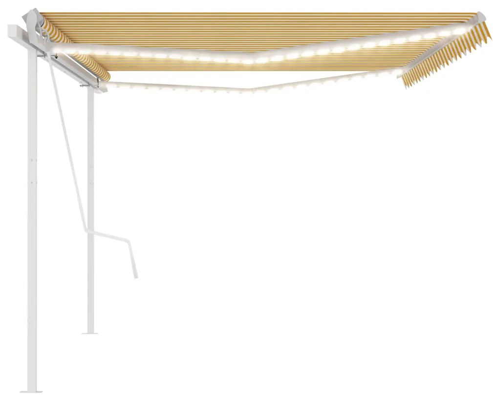 Toldo automático c/ LED e sensor de vento 5x3,5m amarelo/branco
