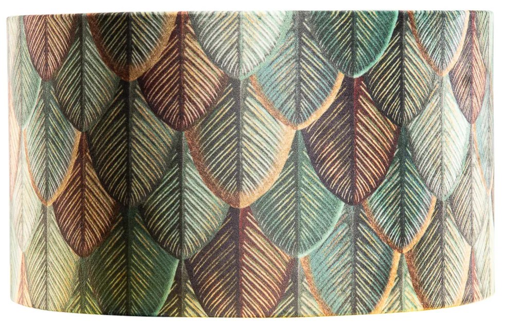 Abajur de Veludo com Design de Folhas e Interior Dourado 35/35/20