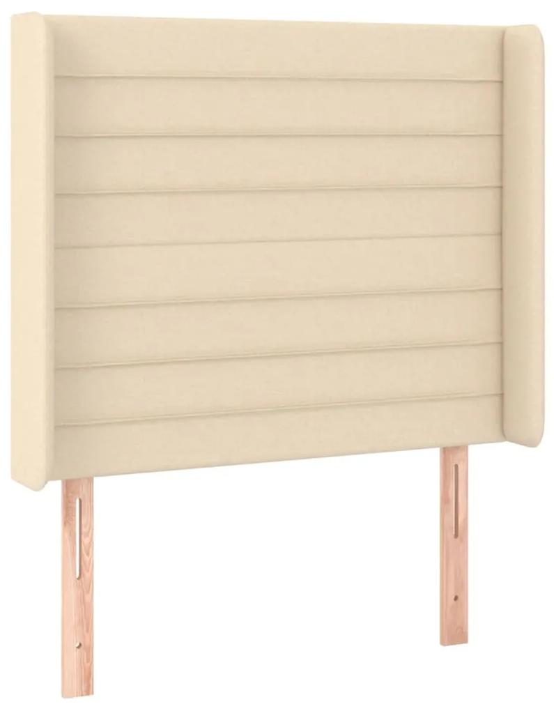 Cama box spring c/ colchão e LED 100x200 cm tecido cor creme