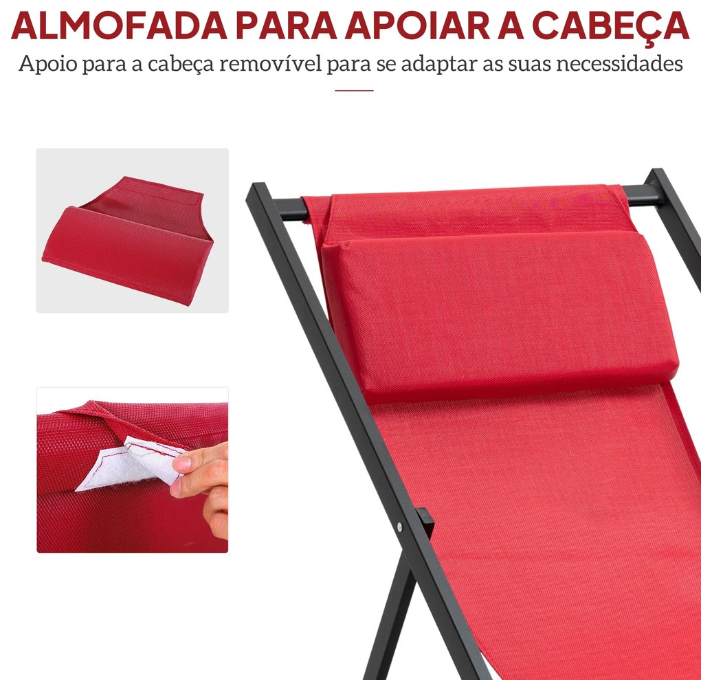 Conjunto de 2 Espreguiçadeiras Dobráveis com Encosto Reclinável em 5 P