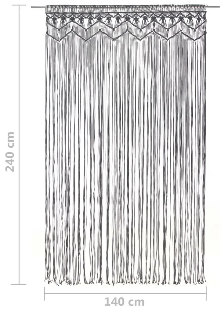 Cortina macramé 140x240 cm algodão antracite