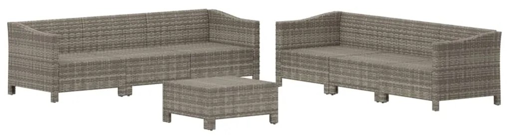 7 pcs conjunto lounge de jardim c/ almofadões vime PE cinzento