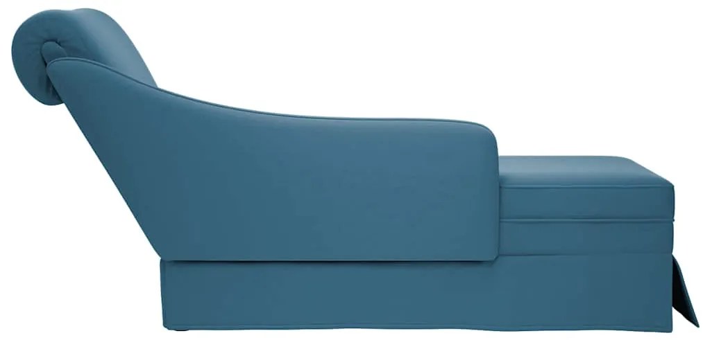 Chaise lounge c/ reforço/apoio de braços direito veludo azul