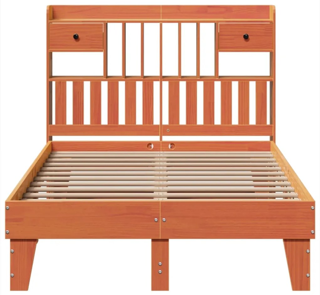 Cama sem colchão 120x190 cm madeira pinho maciça castanho-mel