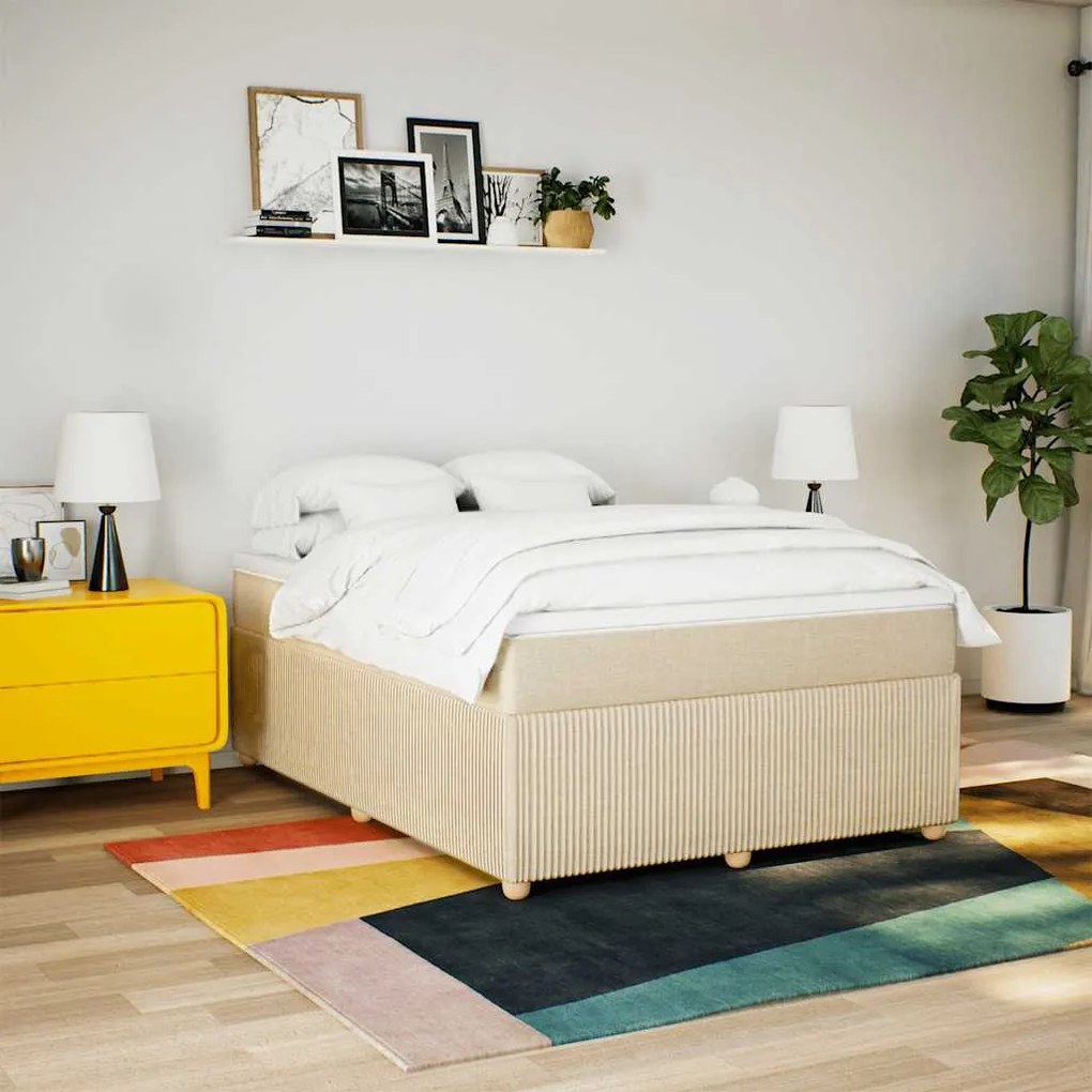 Cama com molas/colchão 160x200 cm tecido cor creme