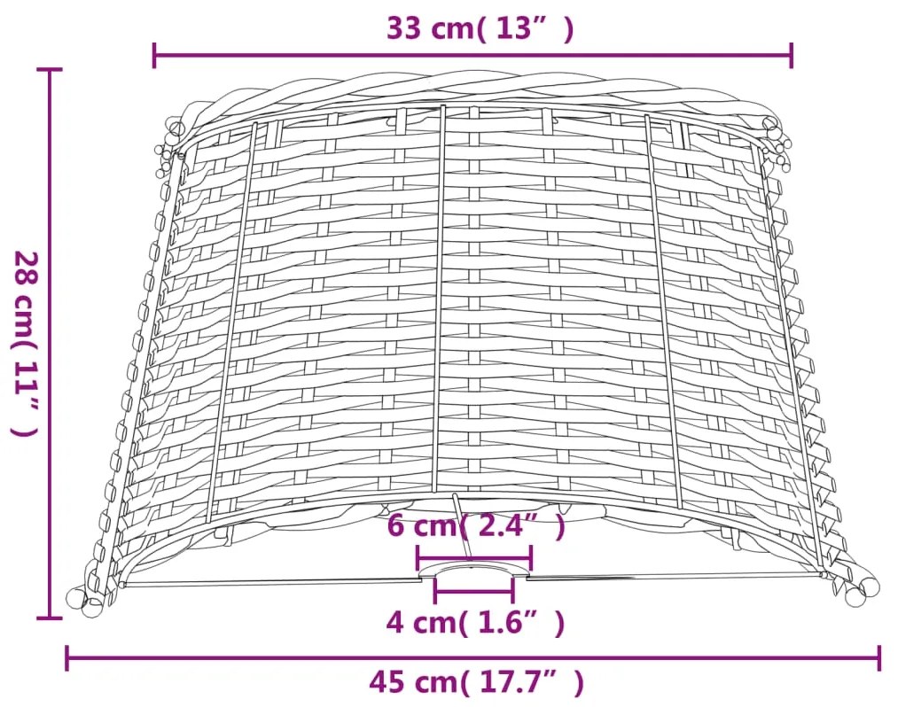 Abajur Ø45x28 cm vime castanho