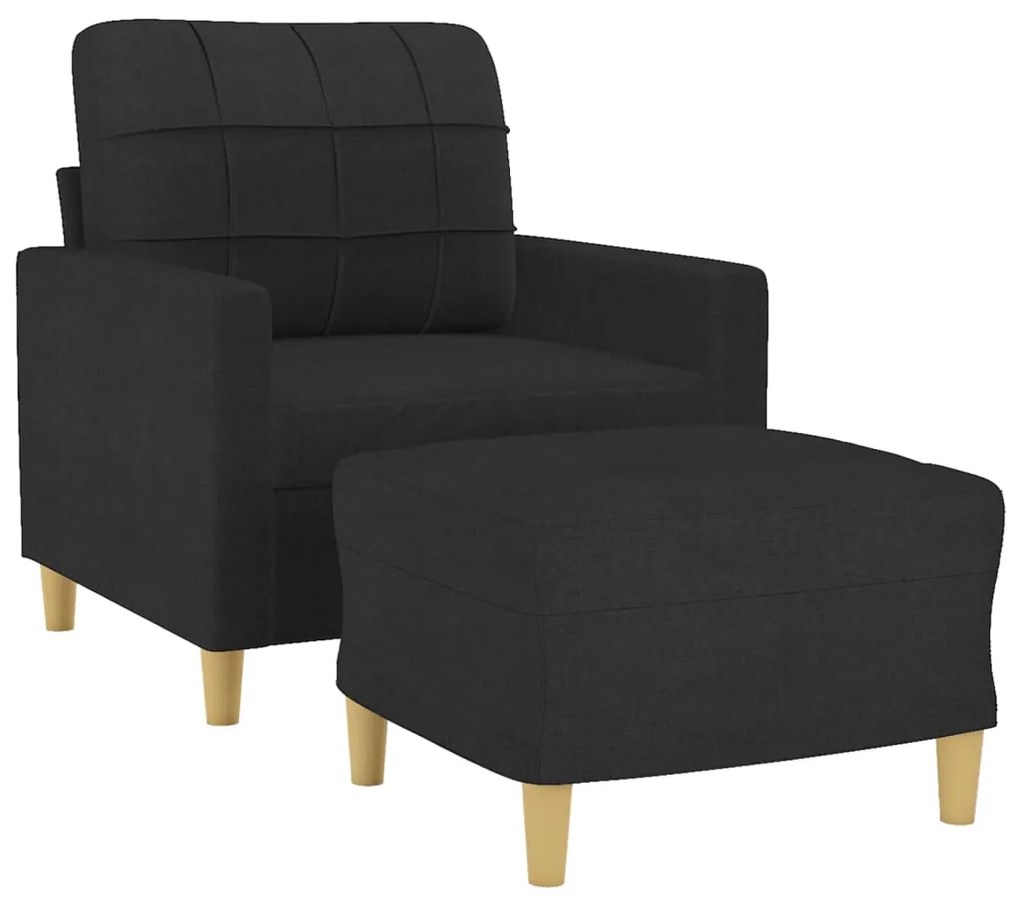 Poltrona com apoio de pés 60 cm tecido preto