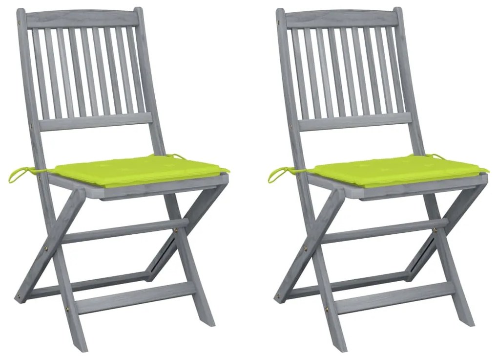 vidaXL Cadeiras exterior dobráveis c/ almofadões 2 pcs acácia maciça