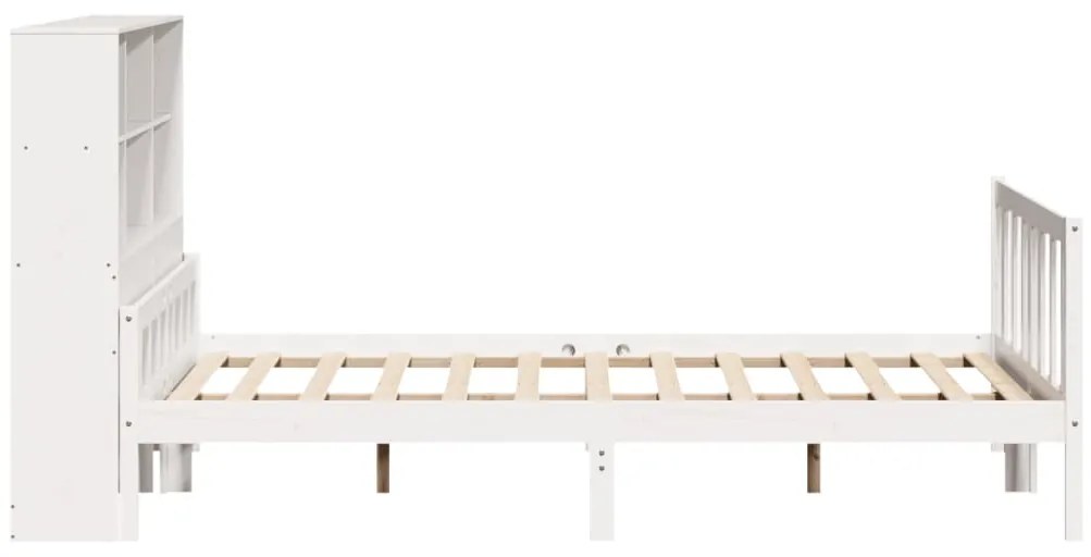 Cama com estante sem colchão 160x200 cm pinho maciço branco