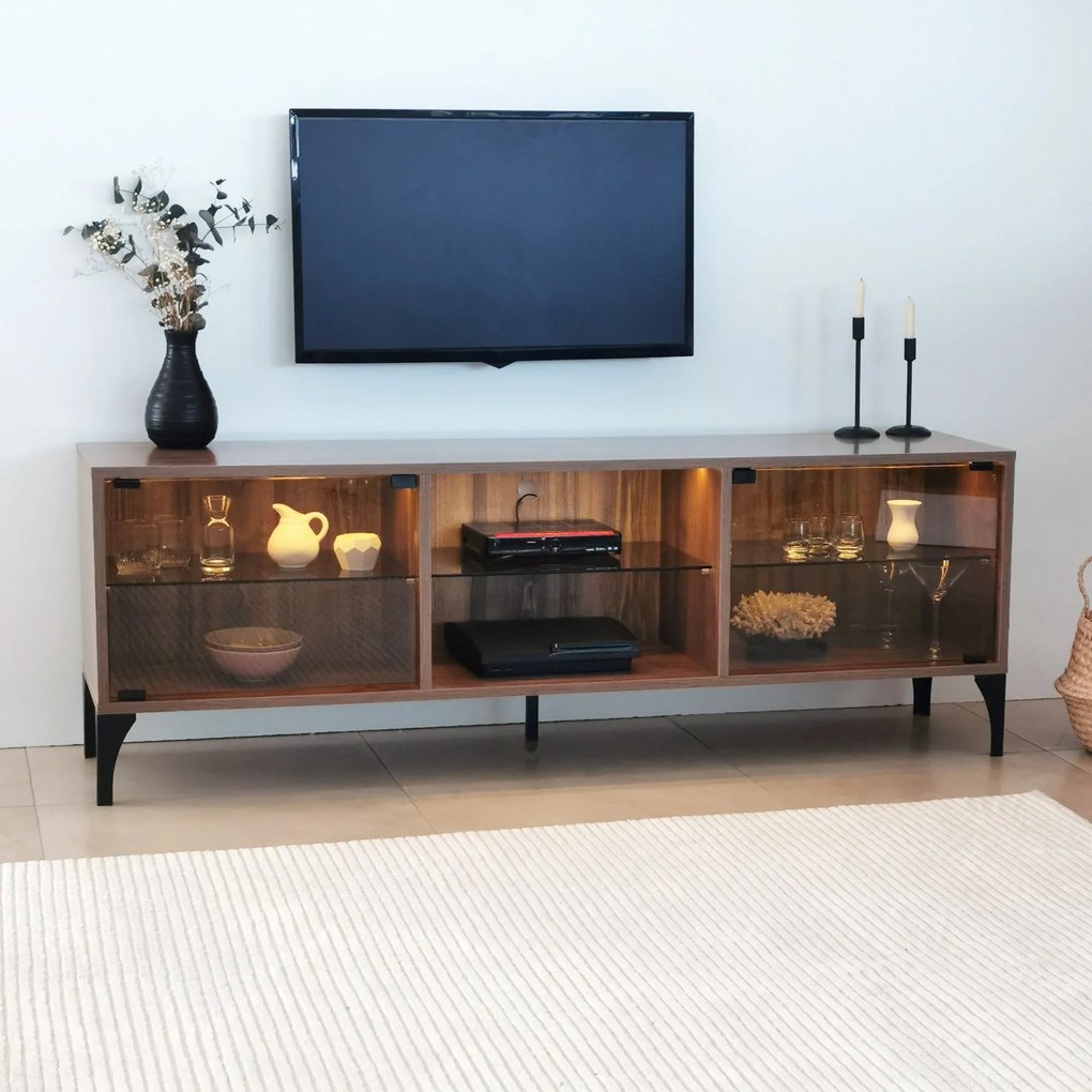 Móvel TV Olympos – Nogueira – 160x55x35 cm