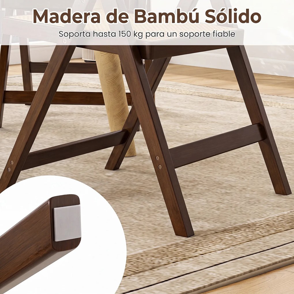 Conjunto de 2 Cadeiras de Jantar Dobráveis (MESA NÃO INCLUIDA), 56 x 49 x 80 cm, Encostos Rotativos de 360°, cor Nogueira