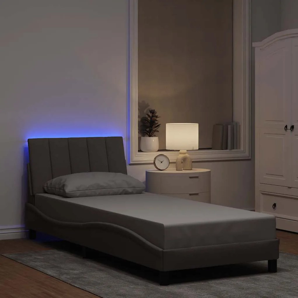 vidaXL Estrutura de cama sem colchão Hanko 90x200 cm tecido cinza-acastanhado