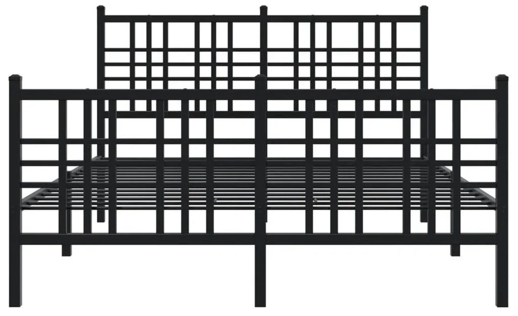 Estrutura de cama com cabeceira e pés 140x200 cm metal preto