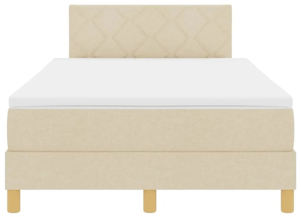 Cama Box Spring Creme com Colchão &amp; Luzes LED 120x200 cm Tecido