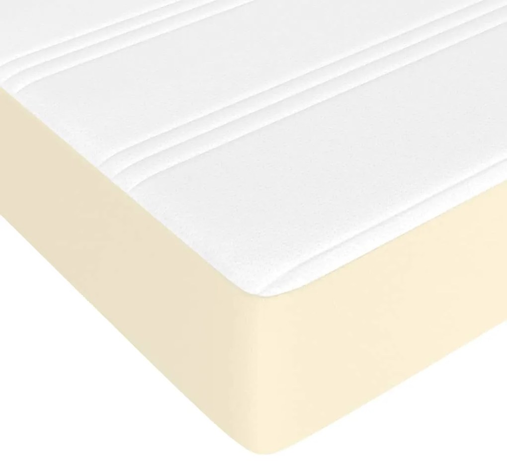 Cama com molas/colchão 100x200 cm couro artificial cor creme