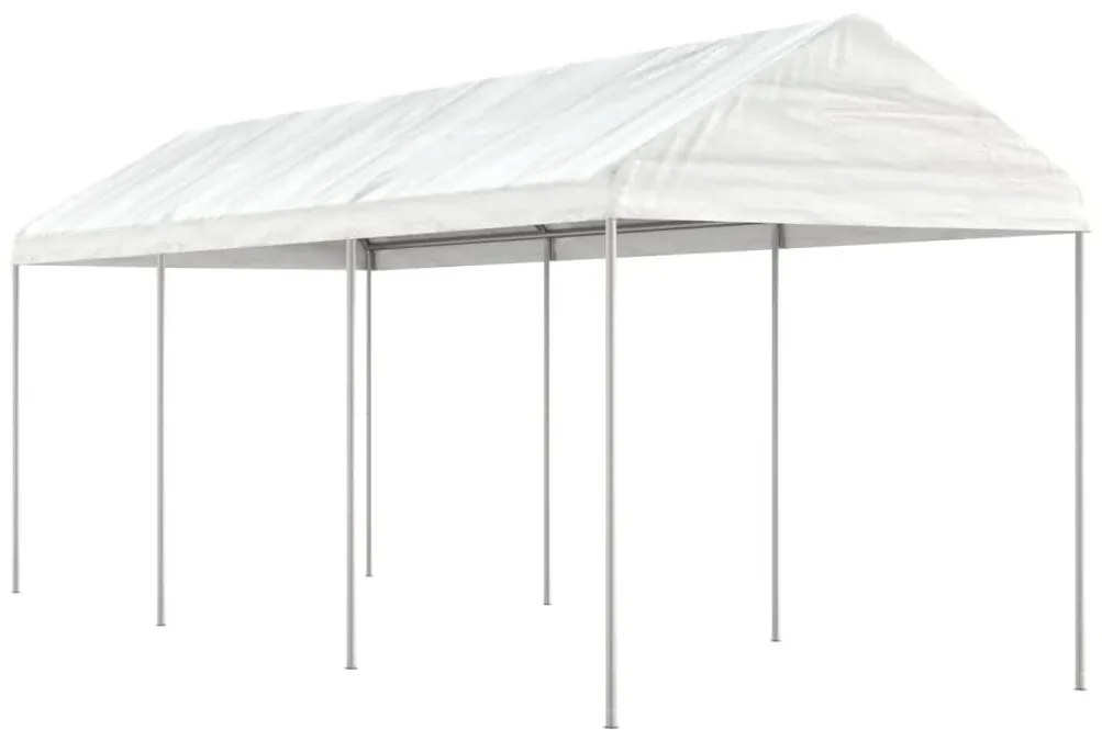 Gazebo com telhado 6,69x2,28x2,69 m polietileno branco