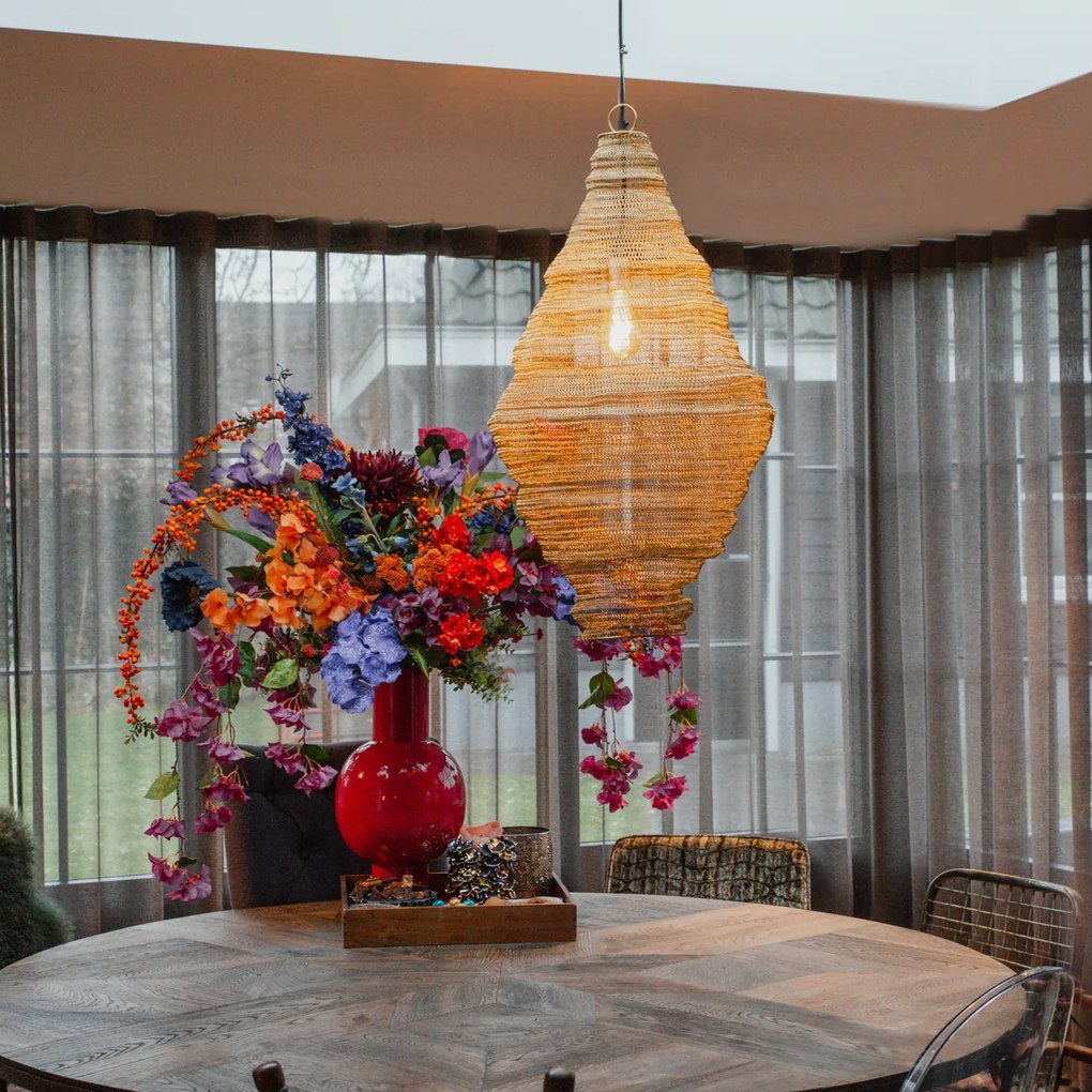 Candeeiro de suspensão oriental dourado 90 cm - Nidum