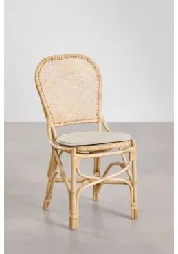 Cadeira De Jantar De Vime Zariel Natural & Beige Creme - Sklum