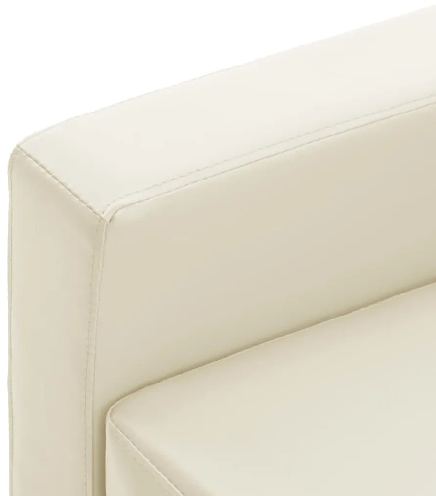 Sofá Lídia Chaise Longue - De 3 Lugares com Apóio de Pés - Cor Creme -