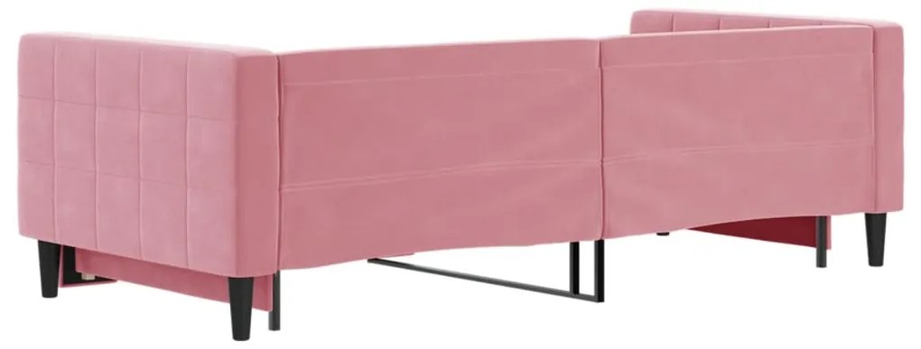 Sofá-cama com gavetão 90x200 cm veludo rosa