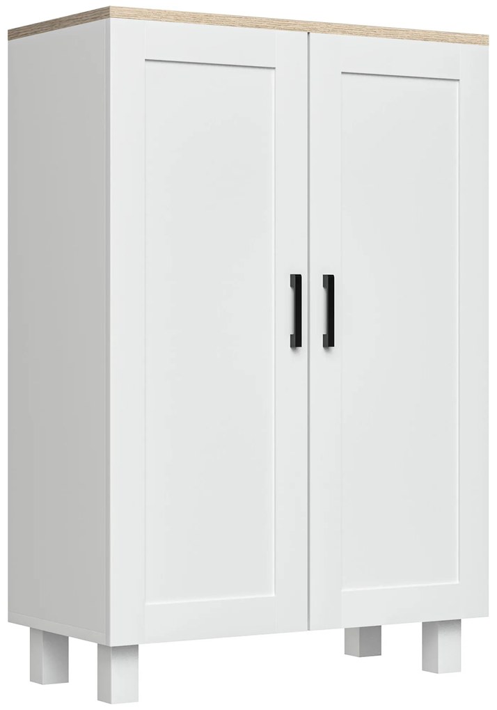 HOMCOM Armário de Sala de Estar Moderno Armário de Armazenamento com 2 Portas Prateleira Ajustável e Base Elevada 60x30x90 cm Branco | Aosom Portugal