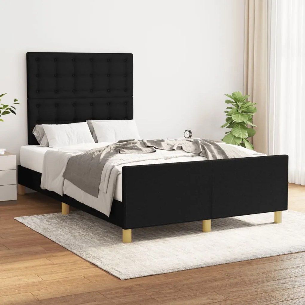 Estrutura de cama sem colchão preto 120x190 cm tecido