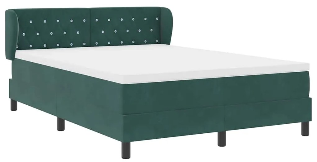 Cama Box com Colchão vidaXL Verde Escuro 140x190 cm Veludo