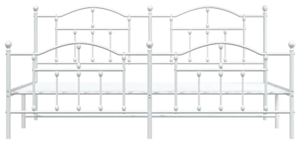 Estrutura de cama com cabeceira e pés 193x203 cm metal branco