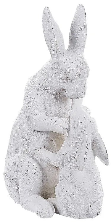 Estatueta de jardim na forma de coelhos branca KOBE Beliani