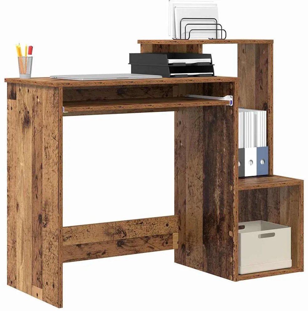 Mesa de Computador Castanha Madeira Antiga Madeira Engenheirada