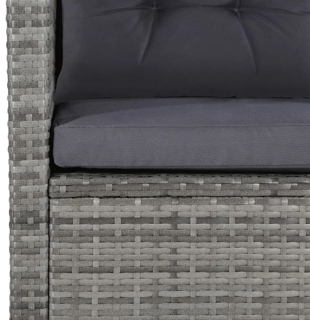 6 pcs conjunto lounge de jardim c/ almofadões vime PE cinzento